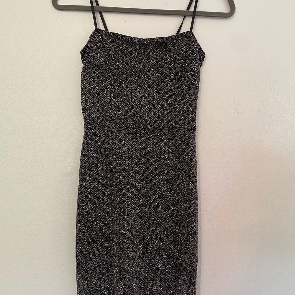 Alter'd State Women's Black Body Con Multicolor Glitter Mini Dress.